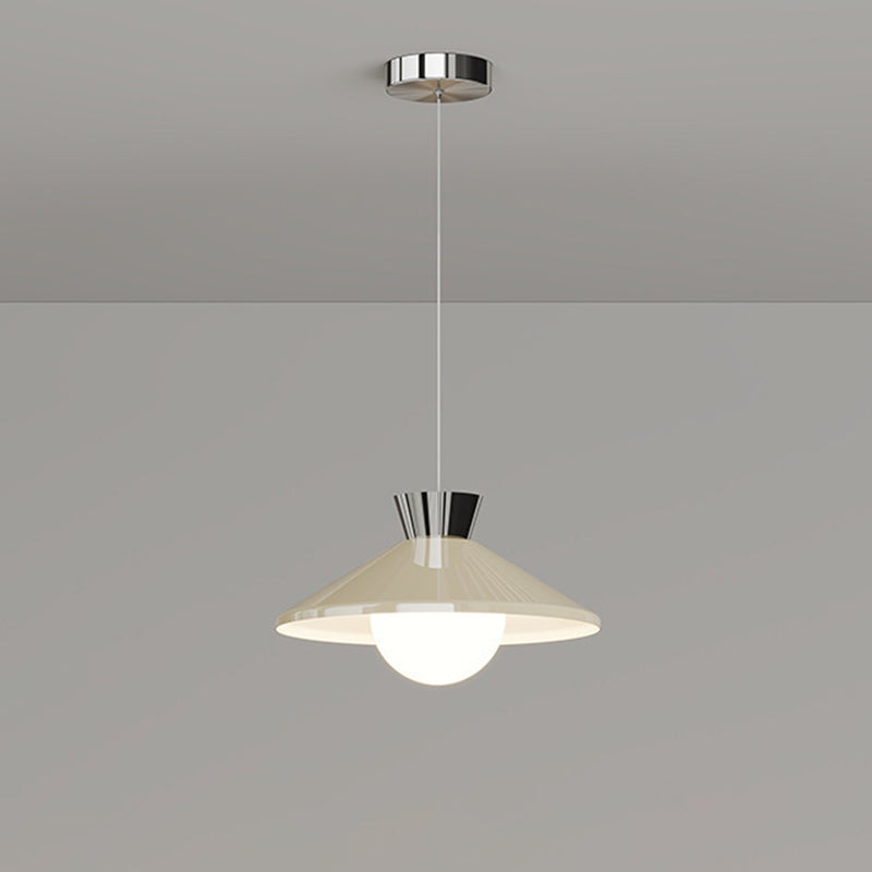 Modern Minimalist Cone Glass Iron 1-Light Pendant Light For Dining Room