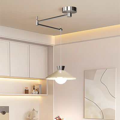 Modern Minimalist Cone Glass Iron 1-Light Pendant Light For Dining Room