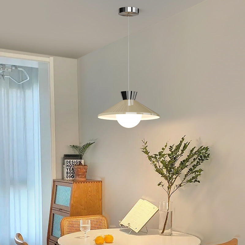 Modern Minimalist Cone Glass Iron 1-Light Pendant Light For Dining Room
