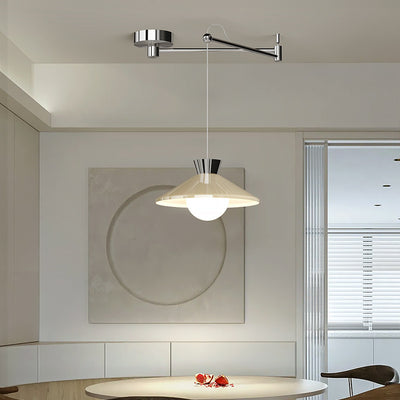 Modern Minimalist Cone Glass Iron 1-Light Pendant Light For Dining Room