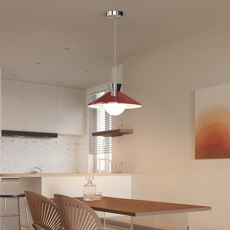 Modern Minimalist Cone Glass Iron 1-Light Pendant Light For Dining Room