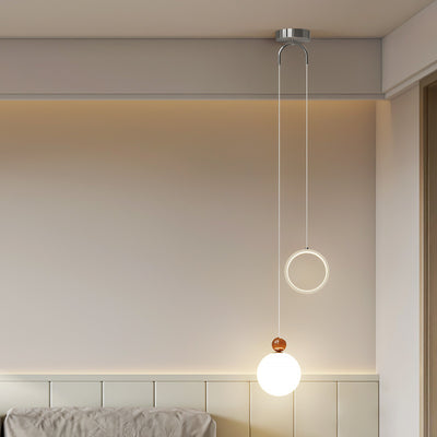 Contemporary Creative Spherical Iron Aluminum PE 2-Light Pendant Light For Bedroom