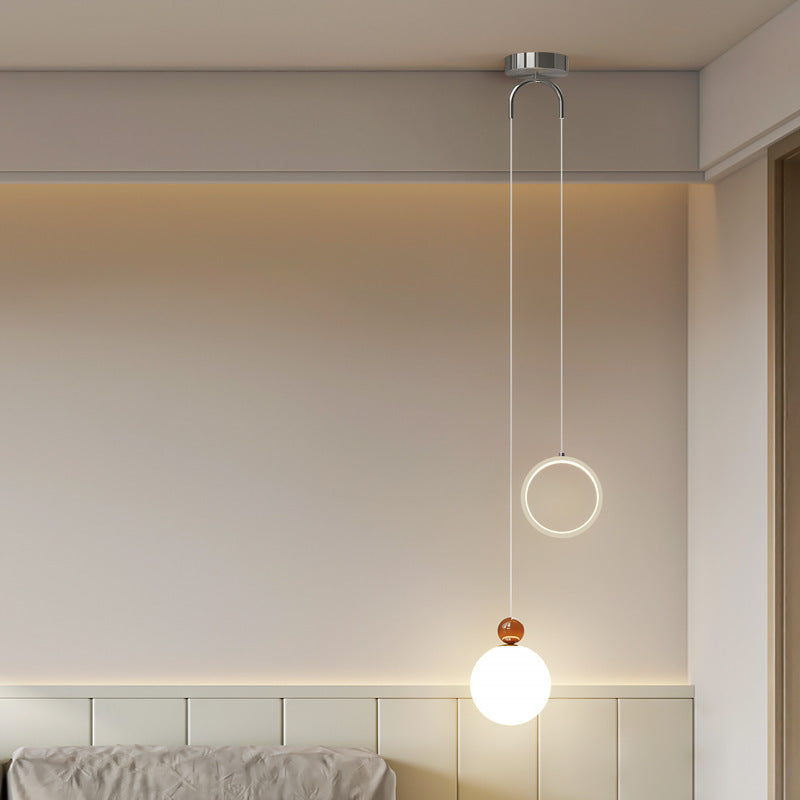 Contemporary Creative Spherical Iron Aluminum PE 2-Light Pendant Light For Bedroom