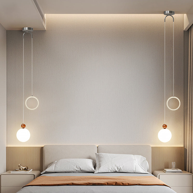 Contemporary Creative Spherical Iron Aluminum PE 2-Light Pendant Light For Bedroom
