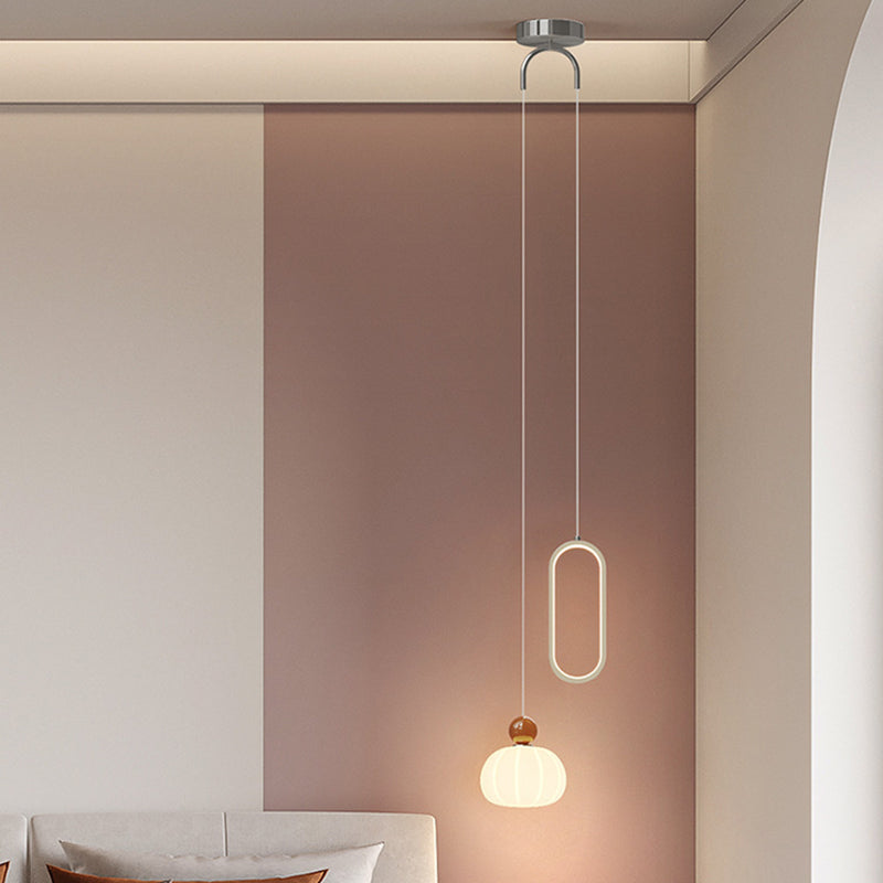 Contemporary Creative Spherical Iron Aluminum PE 2-Light Pendant Light For Bedroom