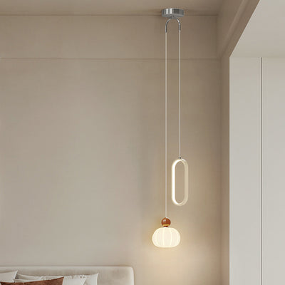 Contemporary Creative Spherical Iron Aluminum PE 2-Light Pendant Light For Bedroom