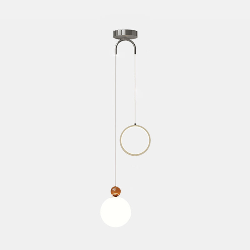 Contemporary Creative Spherical Iron Aluminum PE 2-Light Pendant Light For Bedroom