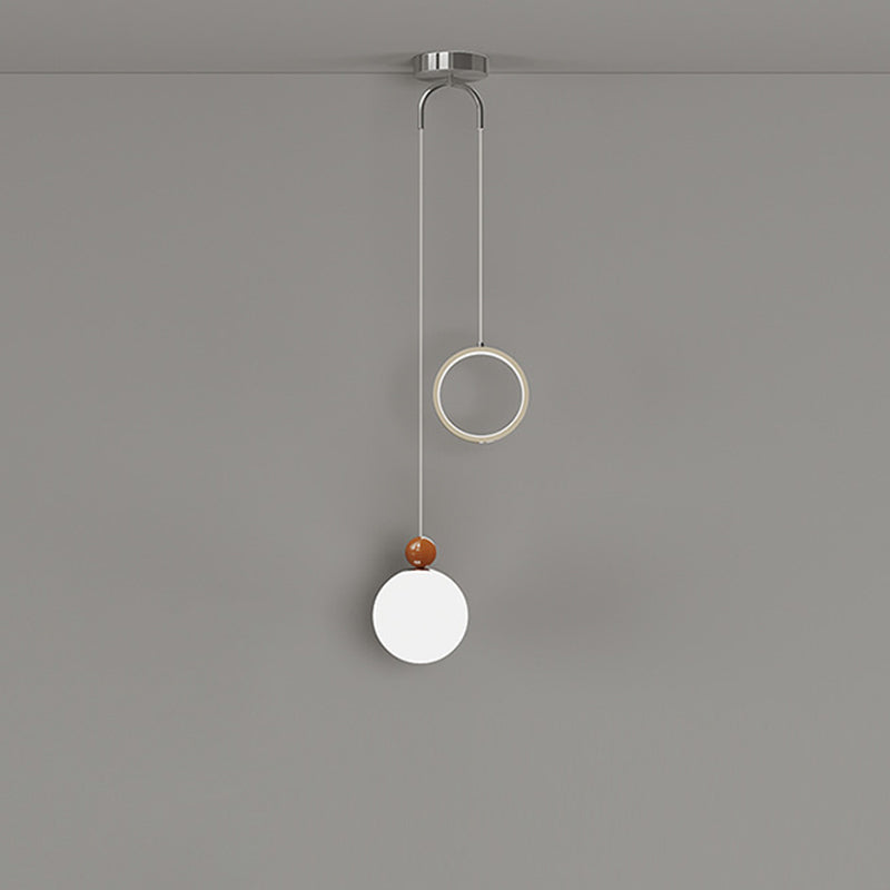 Contemporary Creative Spherical Iron Aluminum PE 2-Light Pendant Light For Bedroom