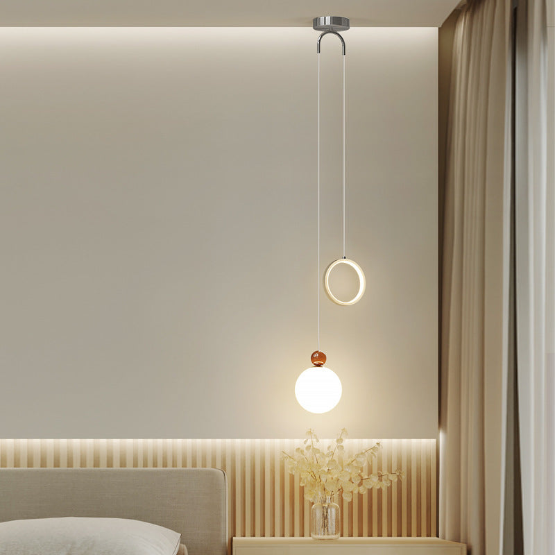 Contemporary Creative Spherical Iron Aluminum PE 2-Light Pendant Light For Bedroom