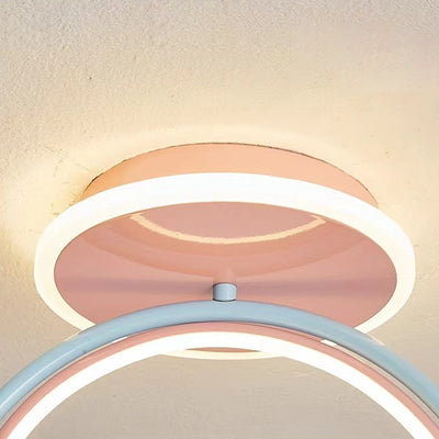 Contemporary Creative Unicorn Cloud Resin Acrylic Iron LED Semi-Flush Mount Ceiling Light For Bedroom
