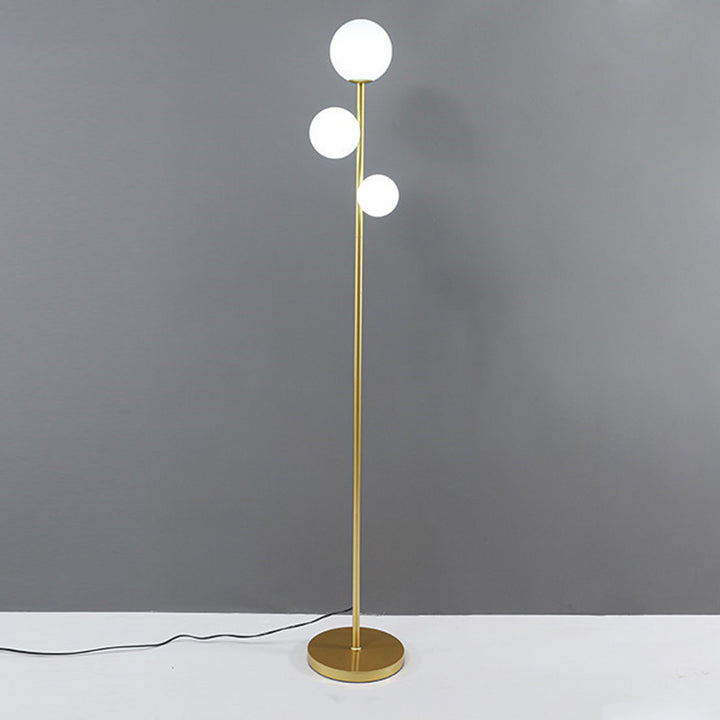 Zeitgenössische kreative runde Kugel Acryl Eisen 3-Licht Stehlampe für Schlafzimmer 