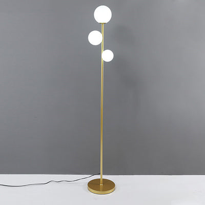 Contemporary Creative Round Ball Acrylic Iron 3-Light Standing Floor Lamp For Bedroom