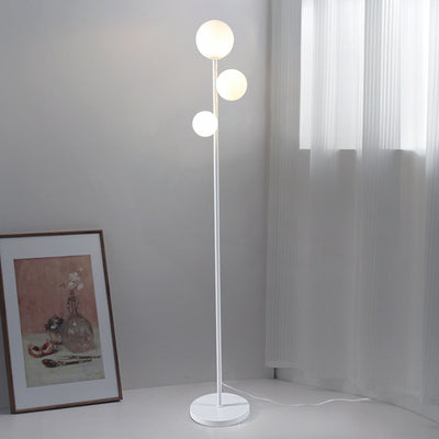 Contemporary Creative Round Ball Acrylic Iron 3-Light Standing Floor Lamp For Bedroom