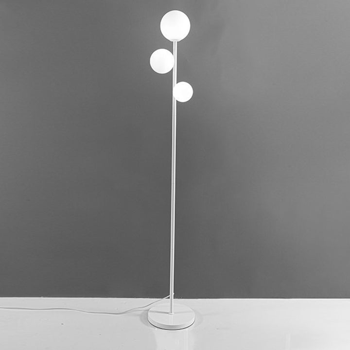 Zeitgenössische kreative runde Kugel Acryl Eisen 3-Licht Stehlampe für Schlafzimmer 