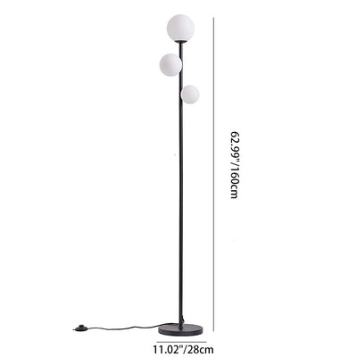 Contemporary Creative Round Ball Acrylic Iron 3-Light Standing Floor Lamp For Bedroom