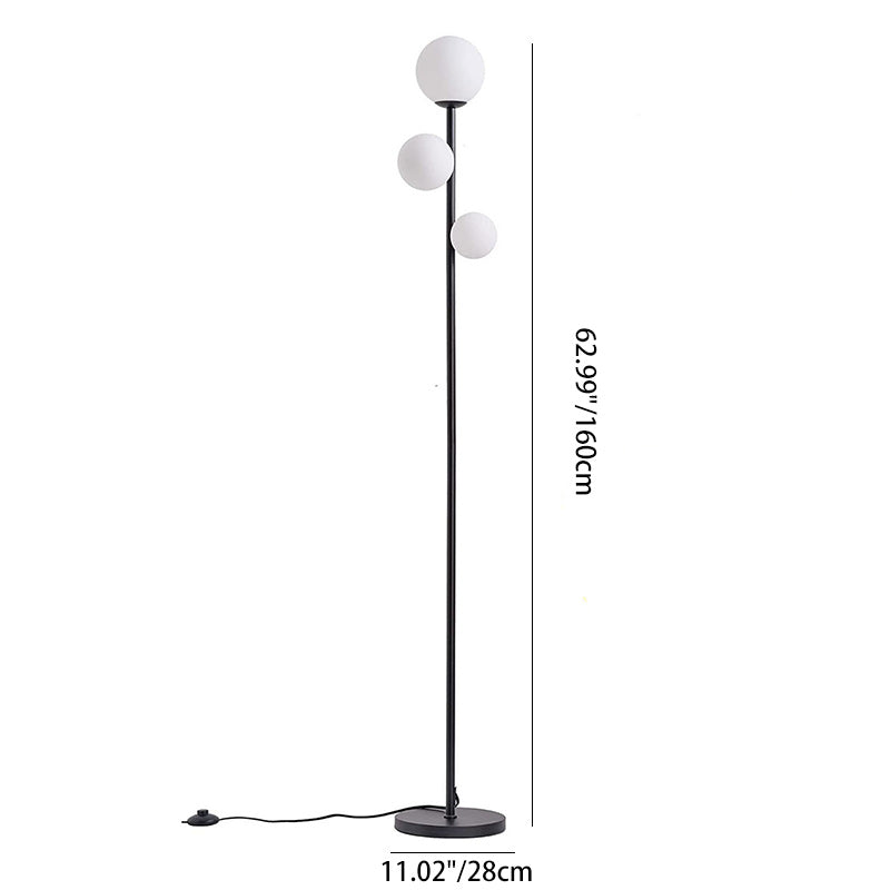Contemporary Creative Round Ball Acrylic Iron 3-Light Standing Floor Lamp For Bedroom