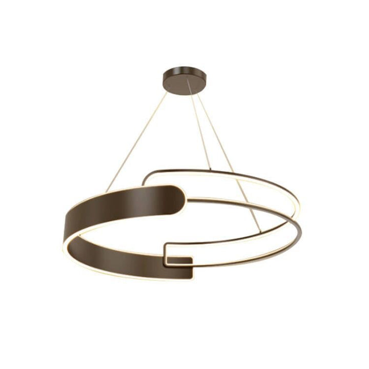 Lustre à LED en plastique et fer en forme de cône à double anneau Art Déco moderne pour salon 
