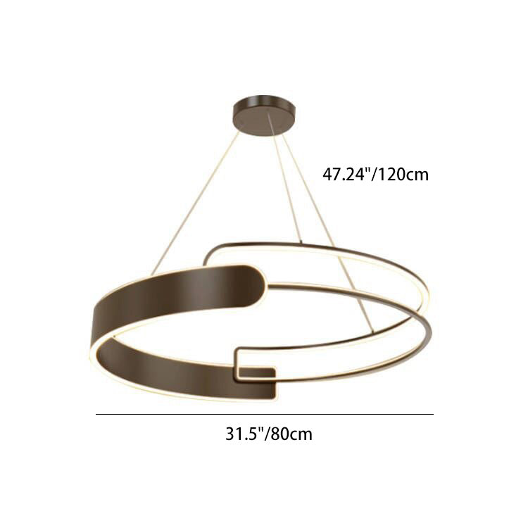 Modern Art Deco Double Ring Cone Plastic Iron LED Pendant Light For Living Room