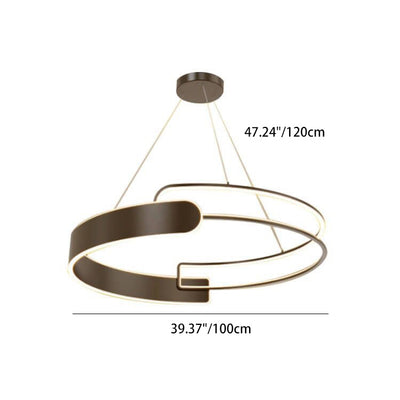 Modern Art Deco Double Ring Cone Plastic Iron LED Pendant Light For Living Room