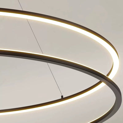 Modern Art Deco Double Ring Cone Plastic Iron LED Pendant Light For Living Room