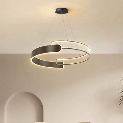 Modern Art Deco Double Ring Cone Plastic Iron LED Pendant Light For Living Room