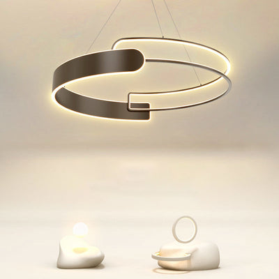 Modern Art Deco Double Ring Cone Plastic Iron LED Pendant Light For Living Room