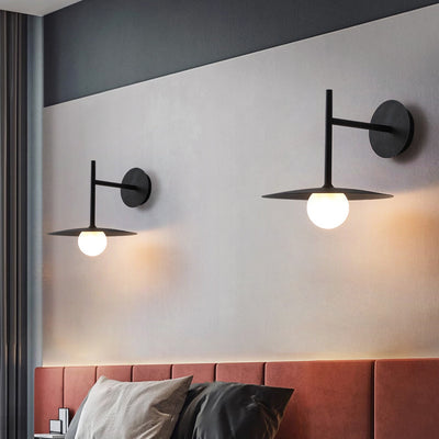 Modern Minimalist Right Angle Flying Saucer Iron Art Glass 1-Light Wall Scone Lamp For Living Room
