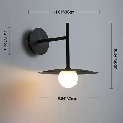 Modern Minimalist Right Angle Flying Saucer Iron Art Glass 1-Light Wall Scone Lamp For Living Room