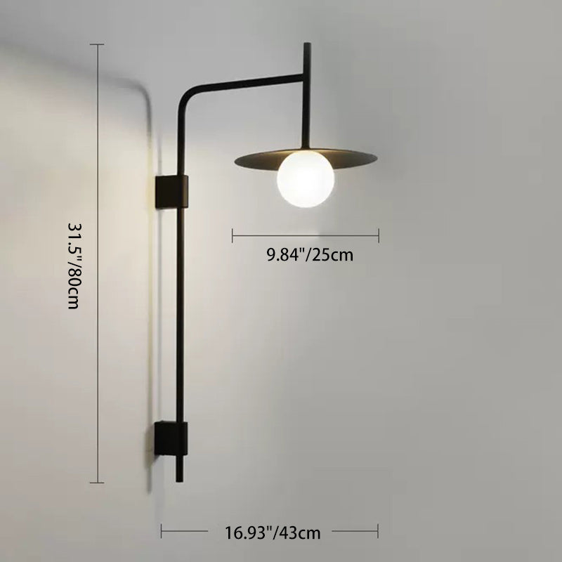 Modern Minimalist Right Angle Flying Saucer Iron Art Glass 1-Light Wall Scone Lamp For Living Room