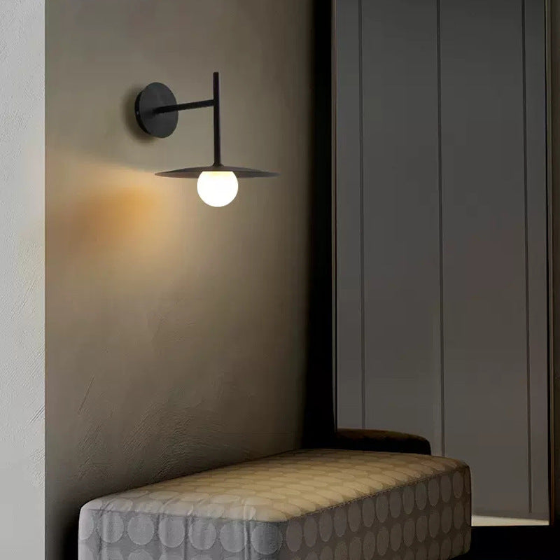 Modern Minimalist Right Angle Flying Saucer Iron Art Glass 1-Light Wall Scone Lamp For Living Room