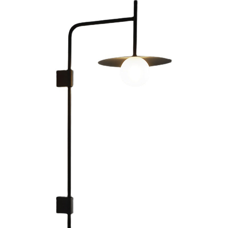Modern Minimalist Right Angle Flying Saucer Iron Art Glass 1-Light Wall Scone Lamp For Living Room