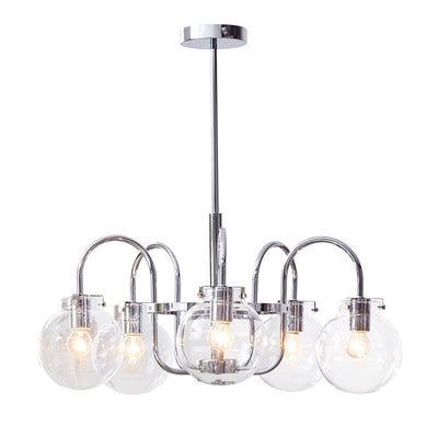 Traditional Vintage Divergent Spherical Glass Iron 4/5 Light Chandelier For Bedroom