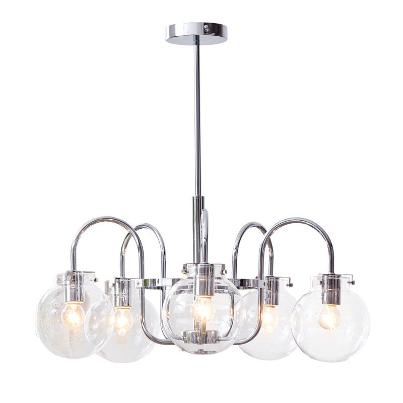 Traditional Vintage Divergent Spherical Glass Iron 4/5 Light Chandelier For Bedroom