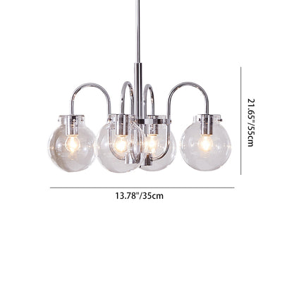 Traditional Vintage Divergent Spherical Glass Iron 4/5 Light Chandelier For Bedroom