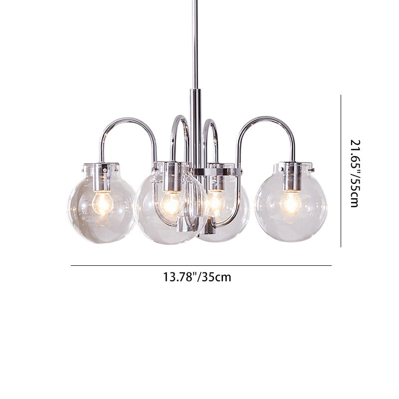 Traditional Vintage Divergent Spherical Glass Iron 4/5 Light Chandelier For Bedroom