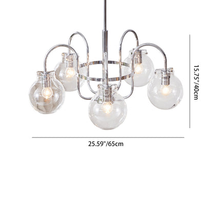 Traditional Vintage Divergent Spherical Glass Iron 4/5 Light Chandelier For Bedroom