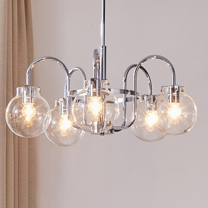 Lustre en fer à verre sphérique divergent vintage traditionnel 4/5 lumières pour chambre 