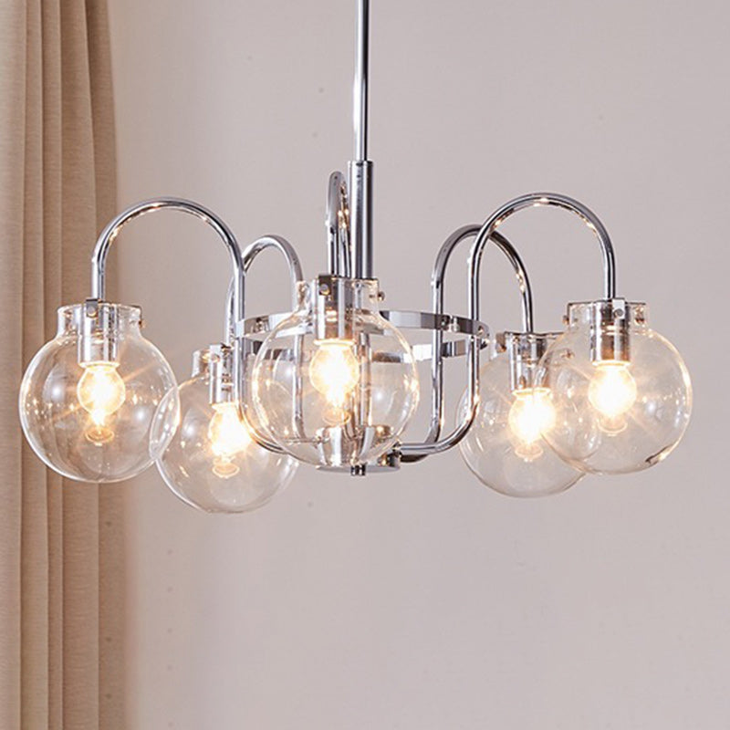 Traditional Vintage Divergent Spherical Glass Iron 4/5 Light Chandelier For Bedroom