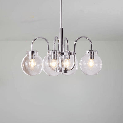 Traditional Vintage Divergent Spherical Glass Iron 4/5 Light Chandelier For Bedroom