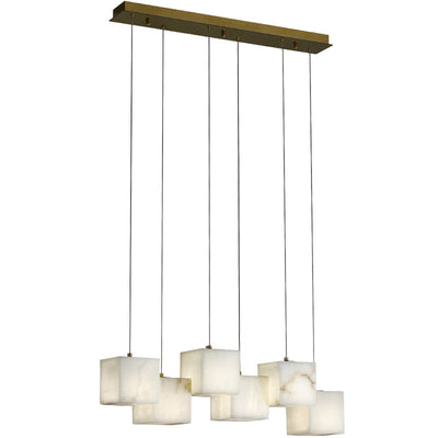 Modern Minimalist Square Stainless Steel Marble 6/8/10 Light Chandelier For Dining Room