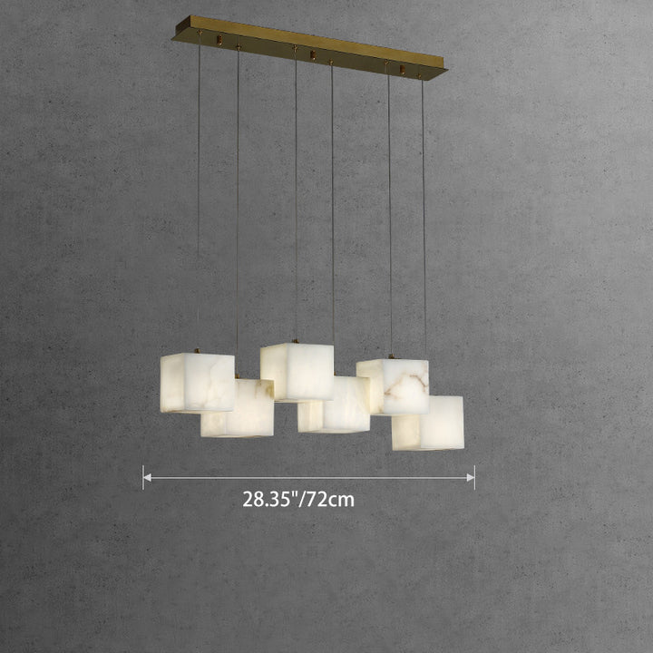 Modern Minimalist Square Stainless Steel Marble 6/8/10 Light Chandelier For Dining Room