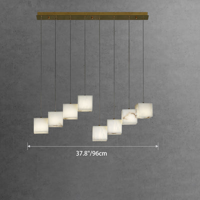 Modern Minimalist Square Stainless Steel Marble 6/8/10 Light Chandelier For Dining Room