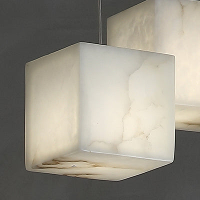 Modern Minimalist Square Stainless Steel Marble 6/8/10 Light Chandelier For Dining Room