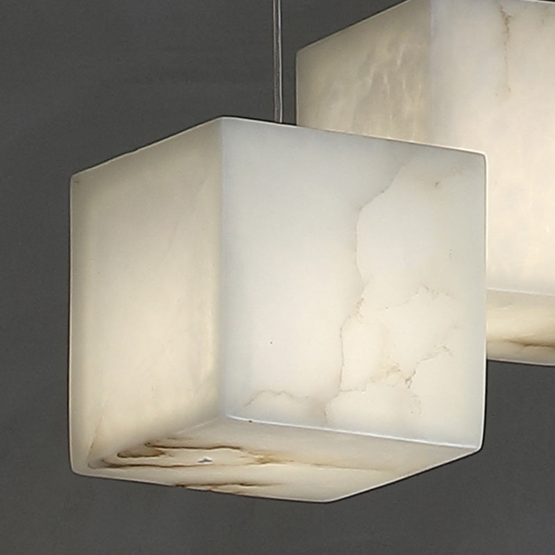 Modern Minimalist Square Stainless Steel Marble 6/8/10 Light Chandelier For Dining Room