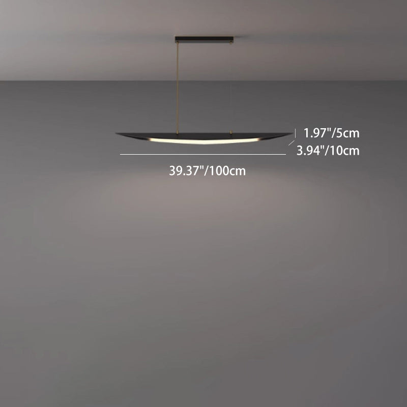 Lustre contemporain en forme de feuille en acrylique et tout en cuivre avec LED pour salle à manger 