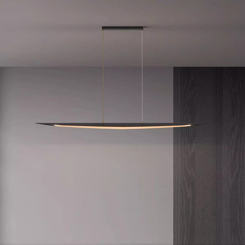 Lustre contemporain en forme de feuille en acrylique et tout en cuivre avec LED pour salle à manger 