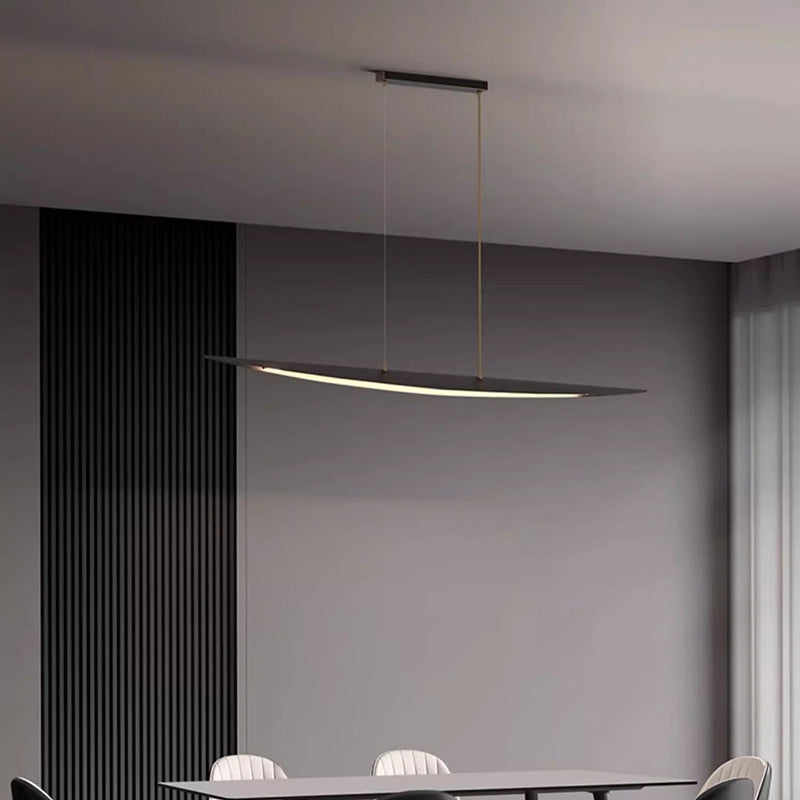Lustre contemporain en forme de feuille en acrylique et tout en cuivre avec LED pour salle à manger 