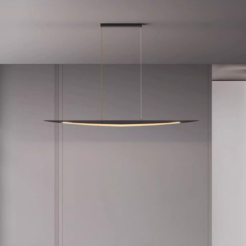 Lustre contemporain en forme de feuille en acrylique et tout en cuivre avec LED pour salle à manger 