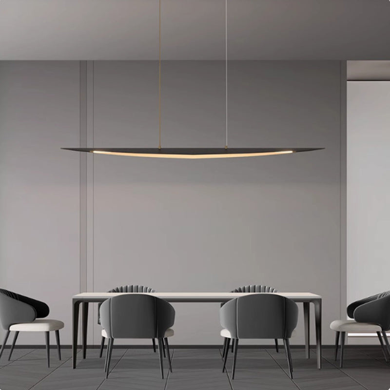 Contemporary Creative Leaf-Shaped All-Copper Acrylic LED Island Light Chandelier For Dining Room