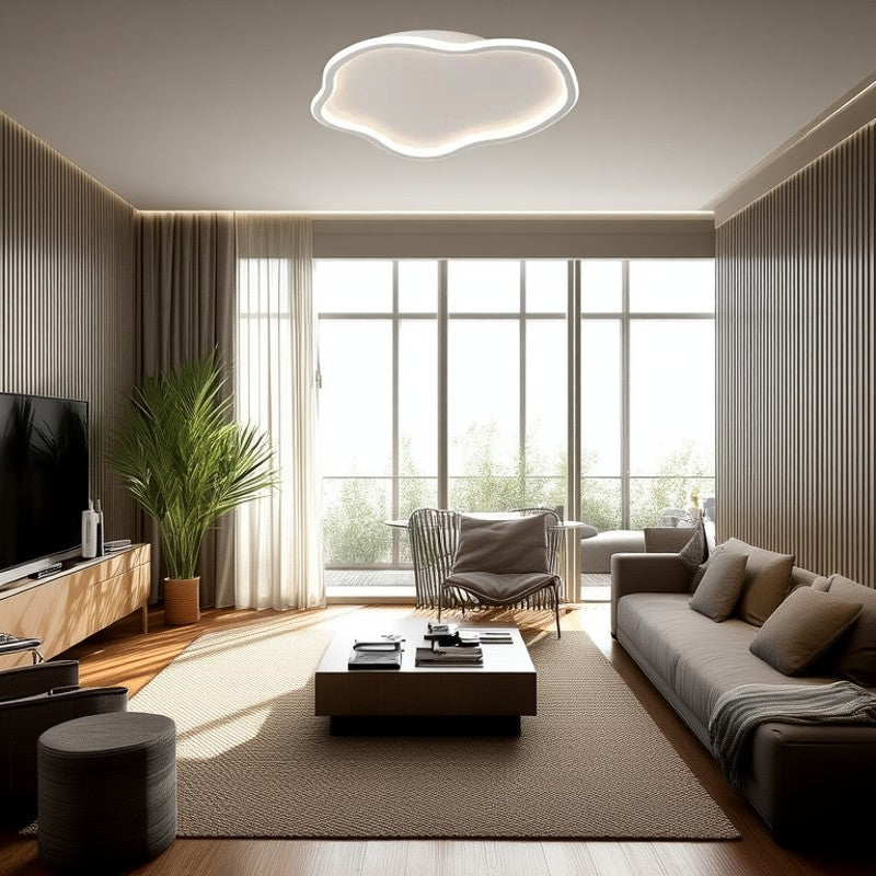 Modern Minimalist Cloud-Shaped Iron Acrylic LED Flush Mount Ceiling Light For Bedroom